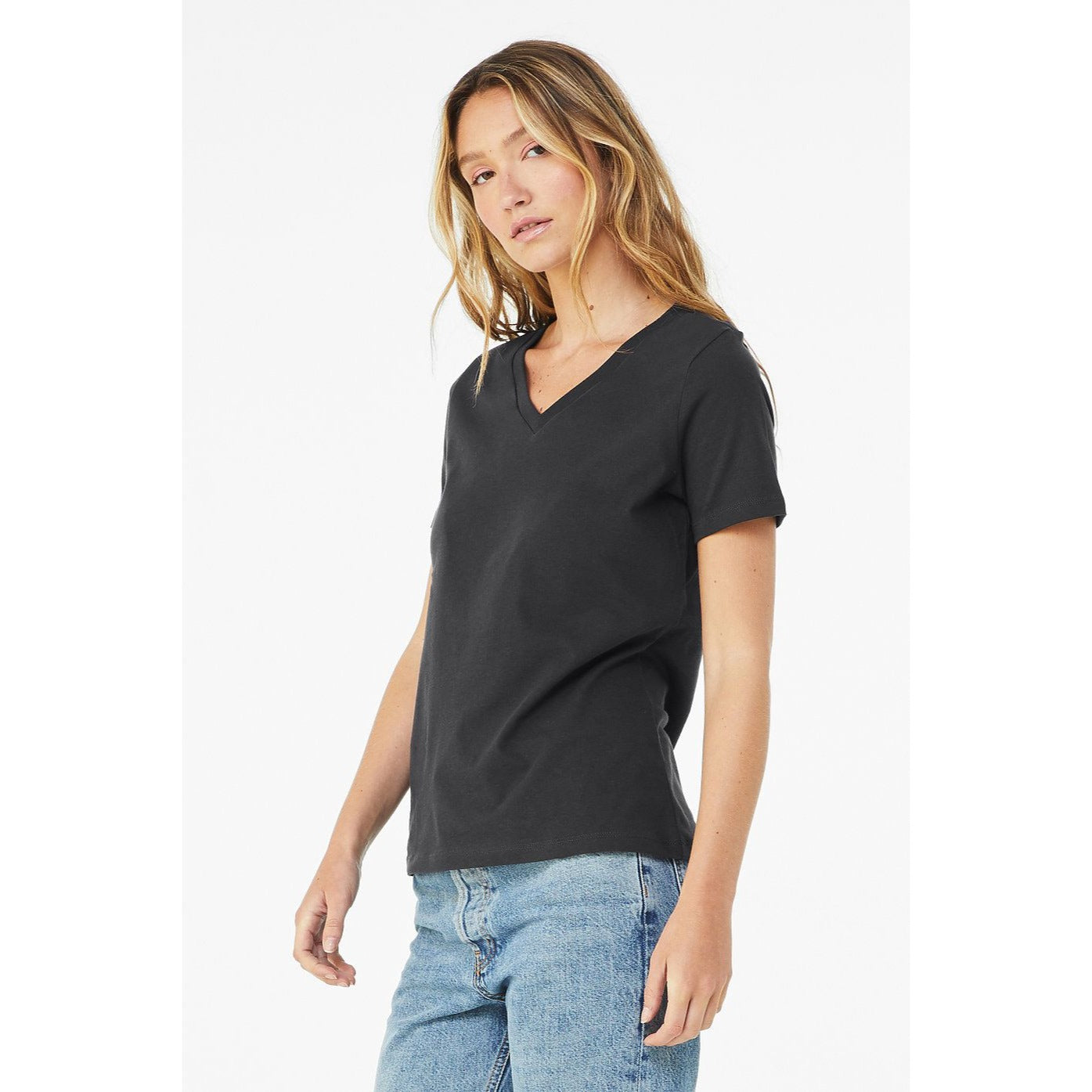 T-Shirt Black V-Neck Bella 100% Cotton Size  Medium Comfort Fit